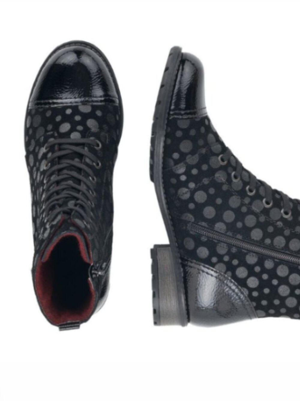 Black Polka Dot Lace-up Booties size 10